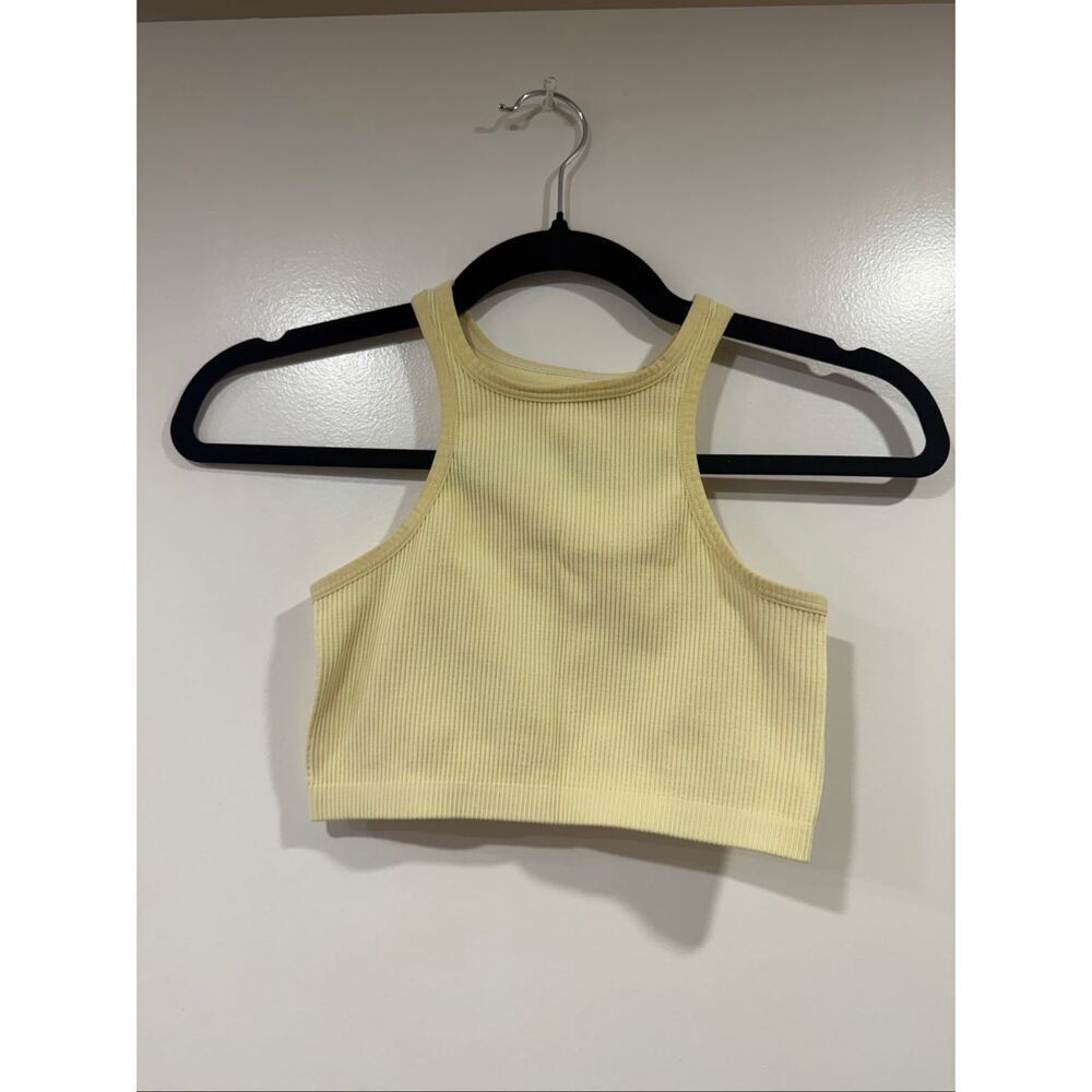 TWO TOP BUNDLE one pink and one yellow cropped tank top urban outfitters size S